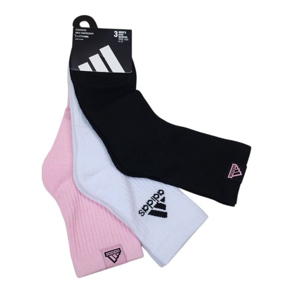 Adidas Mens Cushioned High Quarter Socks 3-Pack Large Shoe Size 6-12 - Picture 2 of 9